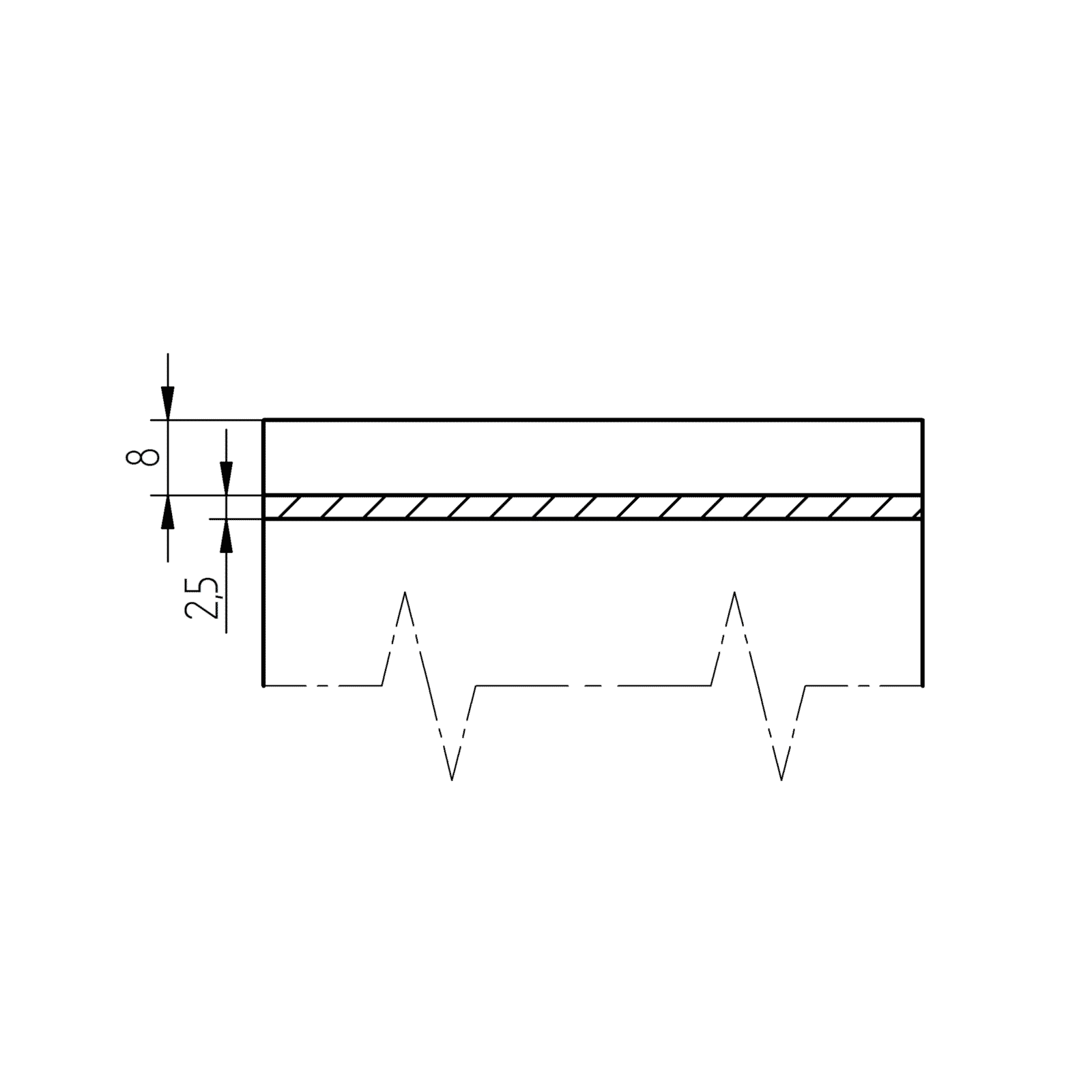 Schweißnahtbreite 2,5 mm 